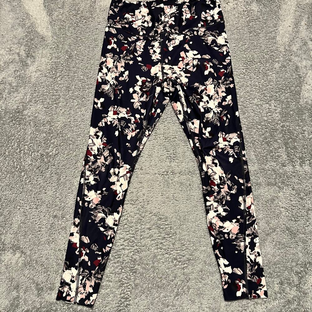 Athleta Leggings Womens Medium Challenge Bloom Midnight Madness Navy Blue